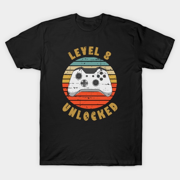 Level 8 Unlocked 8th Anniversary Gift For Husband Him T-Shirt by RW